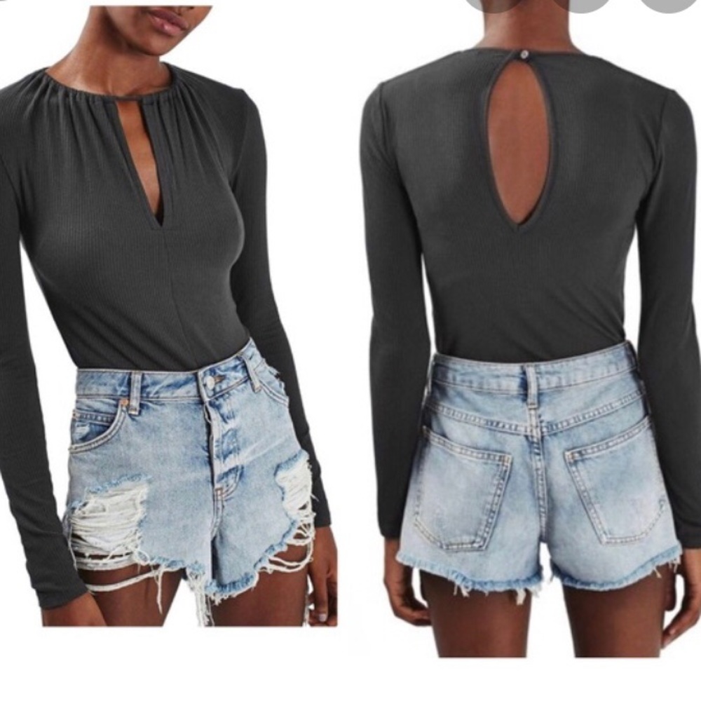 Topshop Black Long Sleeve Bodysuit